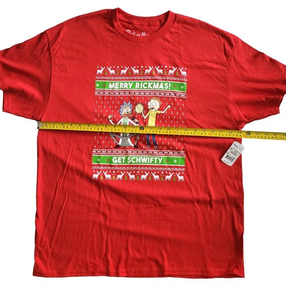 Rick And Morty Merry Rickmas Holiday Shirt XL Get Schwifty Adult Swim New w Tag - Picture 6 of 8